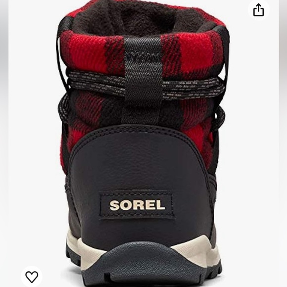 NEW SOREL WHITNEY SHORT BOOT IN DAHLIA - RED PLAID SZ 9 - Picture 4 of 7